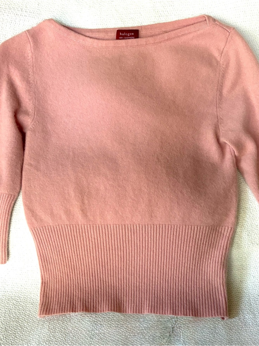 Halogen Women’s Small 100% Cashmere Sweater Blush Pink Button Cuff